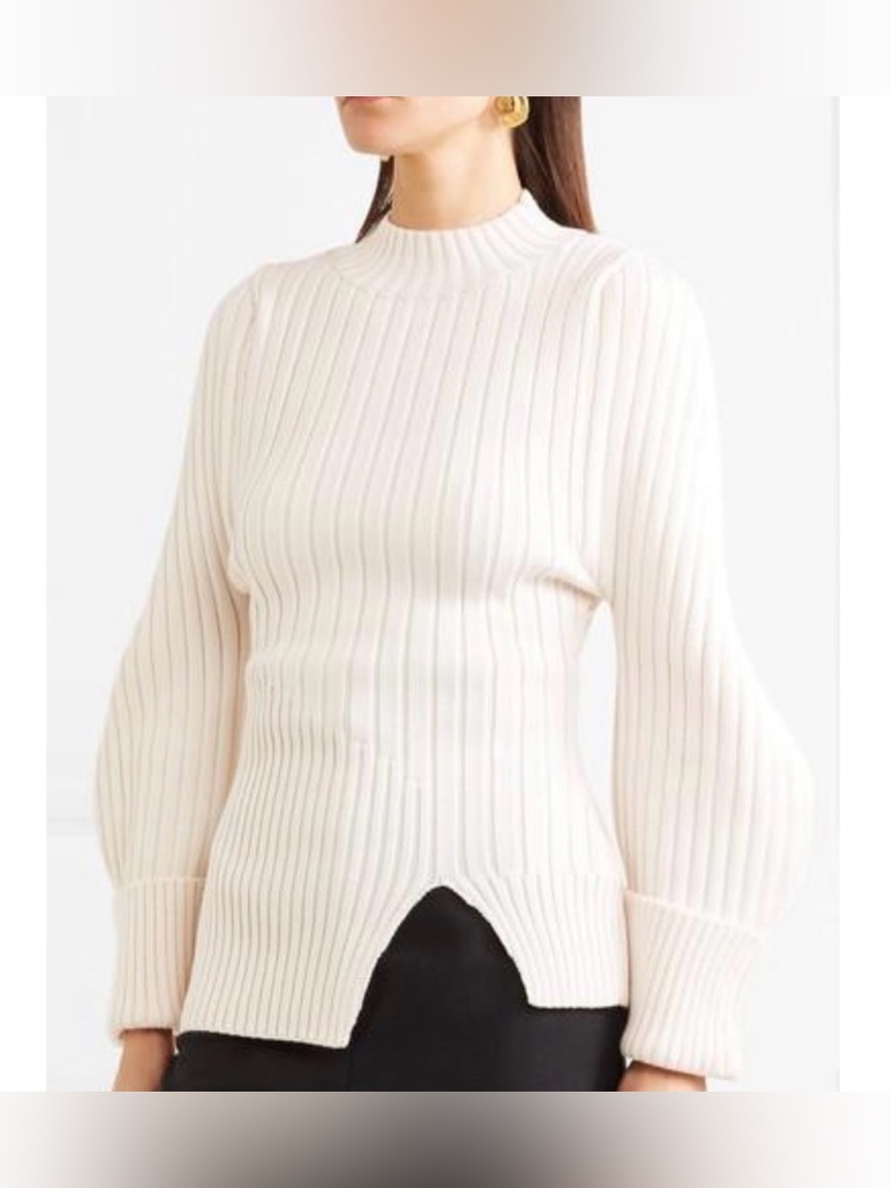 Jacquemus wool light pink structured heavy ribbed crewneck sweater